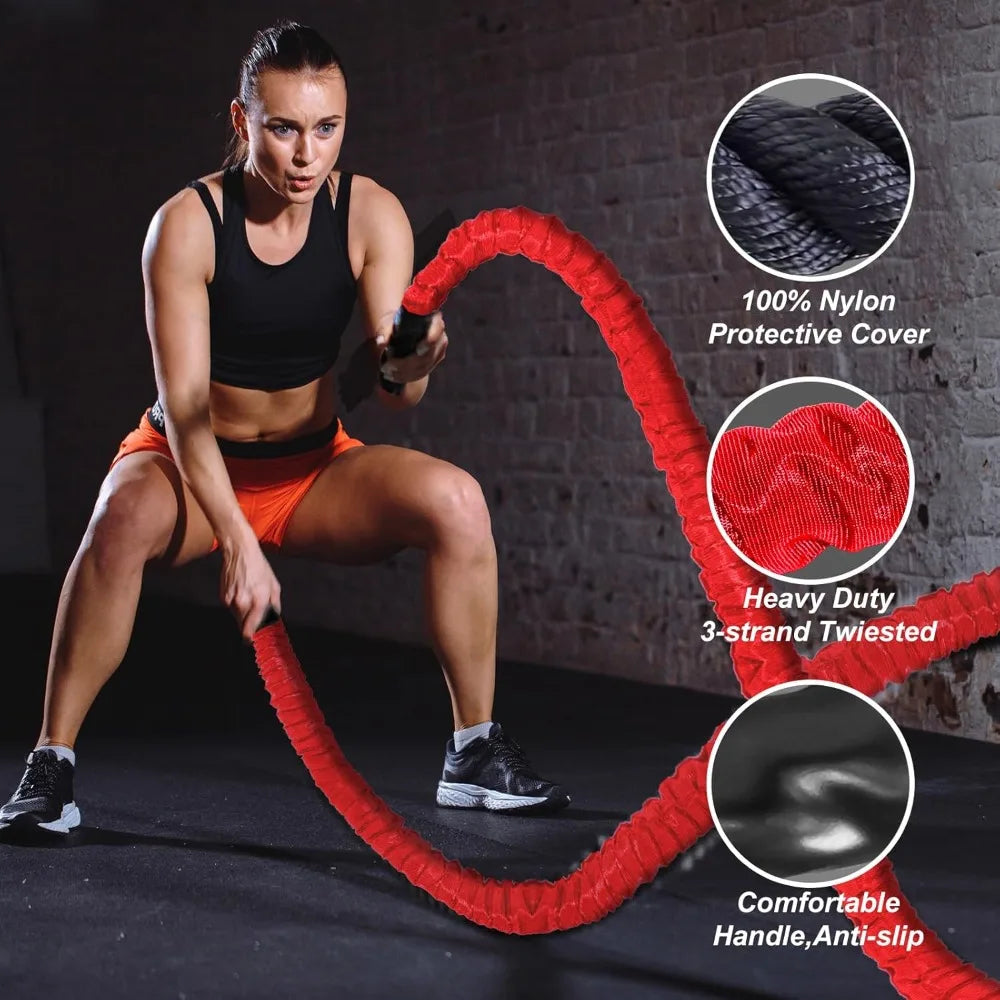 Battle Rope 1/1.26/1.5/2 Inch Diameter,Pink 30FT/40FT/50FT Exercise Workout Ropes