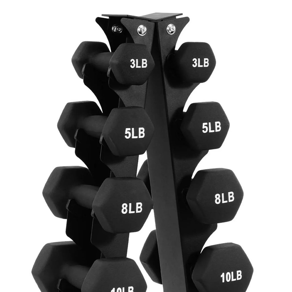 Balancefrom Fitness 106 Pound Neoprene Coated Dumbbell Set with Stand, Black